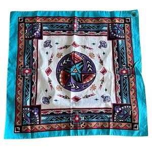VTG Bandana Hanky Southwestern RN 14193 22x22 Made in USA 50/50 WAMCRAFT